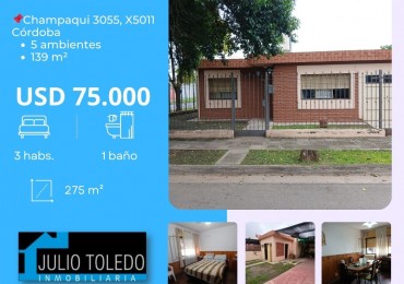 B° ATE: VENDO CASA DE 3 DORMITORIOS A 2 CUADRAS DEL MC DONALD ´S RUTA 20